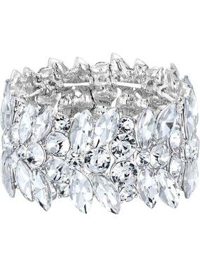 Elegant Marquise Crystal Art Deco Stretch Bracelet for Weddings & Prom - Perfect